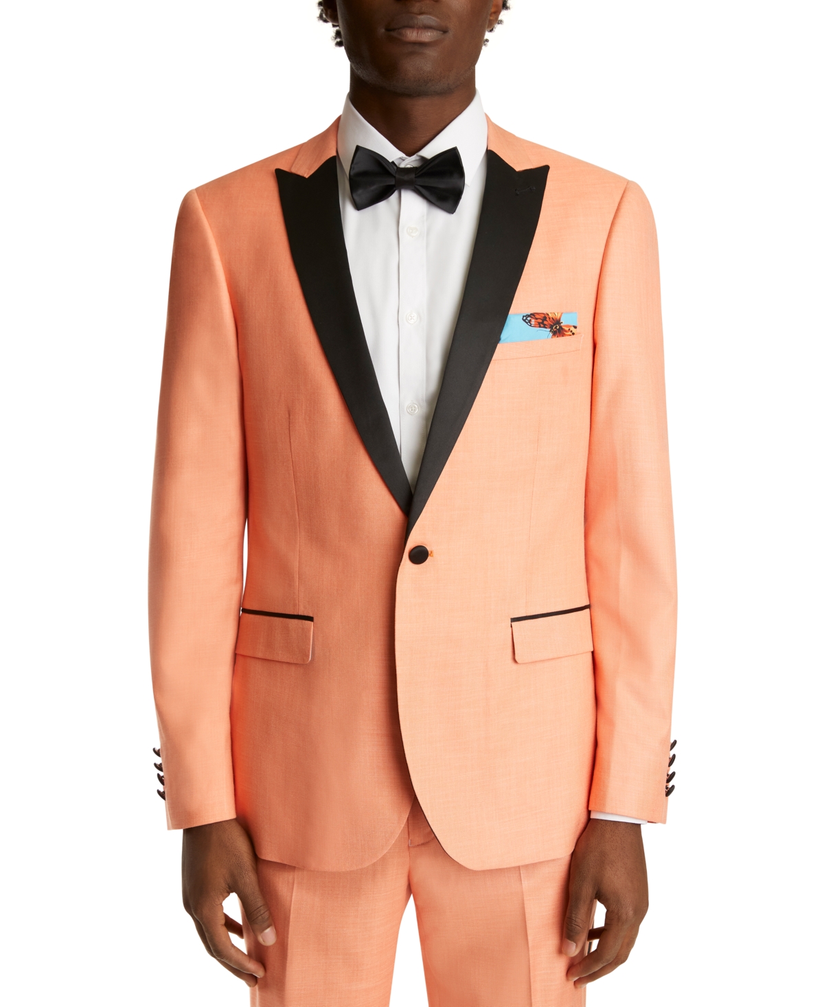 Paisley & Gray Men's Slim-fit Tuxedo Jacket In Orange Sherbert