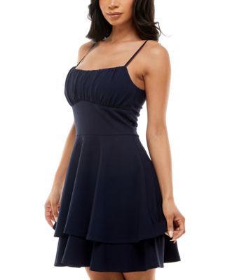 Juniors' Ruched Tiered Fit & Flare Dress