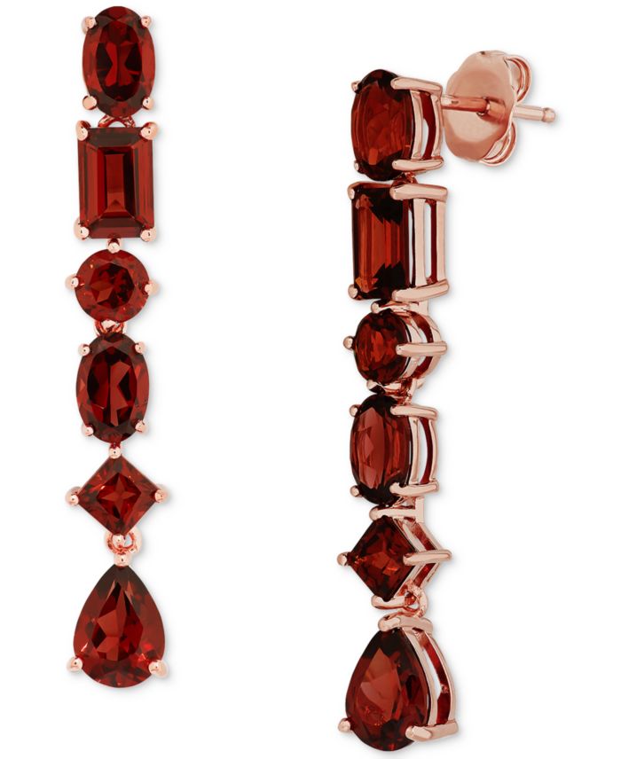 Garnet Multi-Cut Linear Drop Earrings (6-7/8 ct. t.w.) in 18k Rose