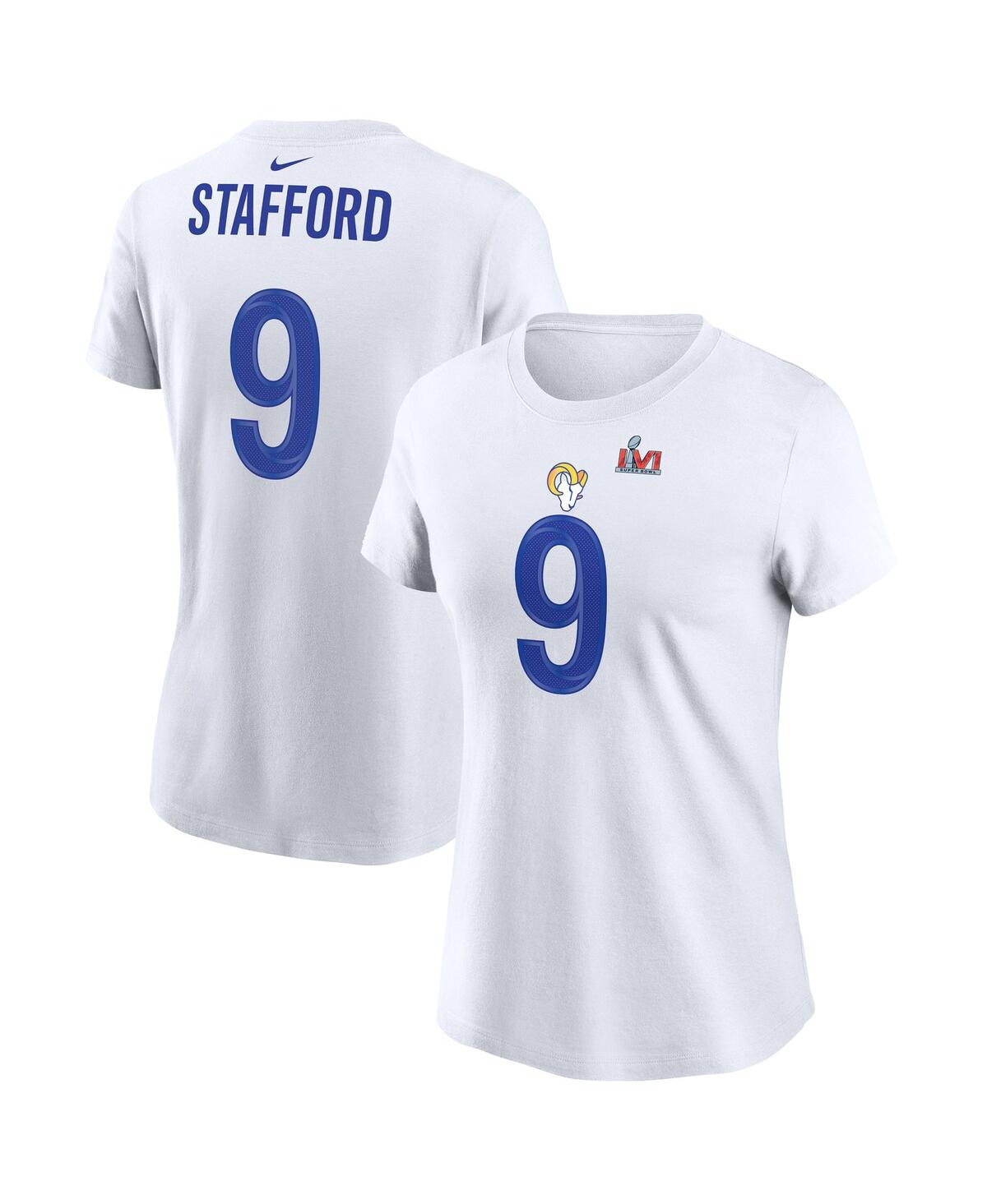 Women's Nike Matthew StaffordLos Angeles Rams Super Bowl Lvi Bound Name and Number T-shirt - White