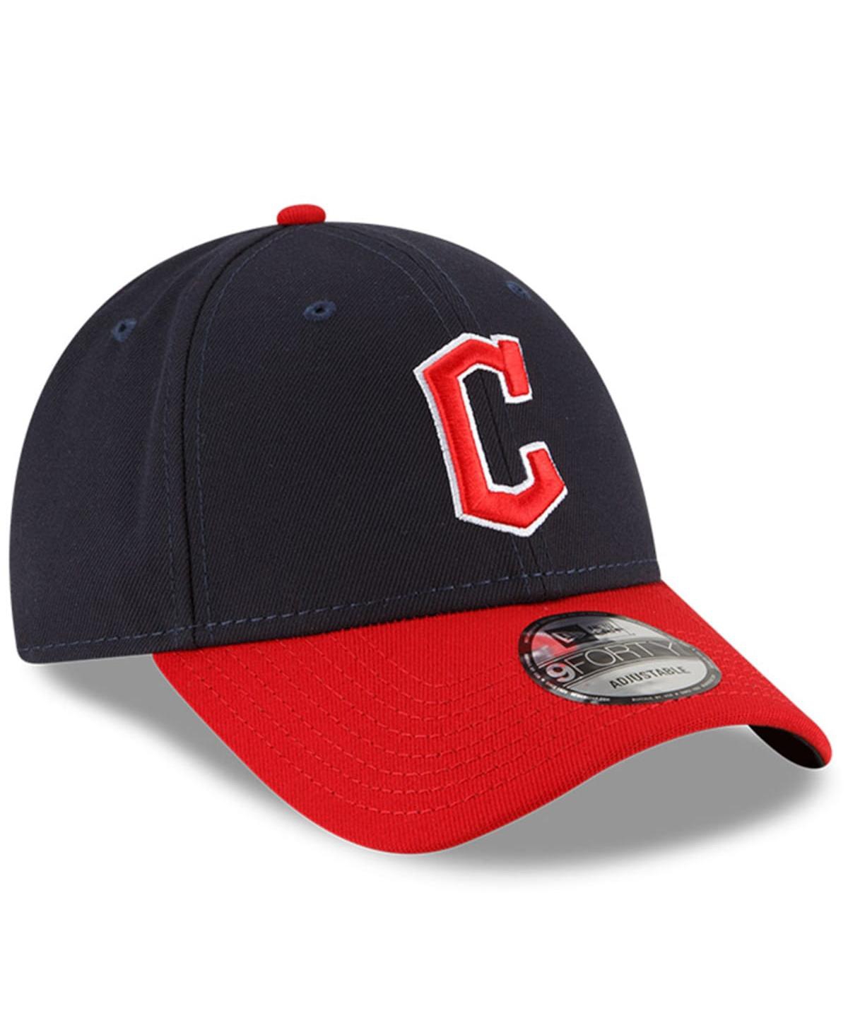 Shop New Era Men's  Navy And Red Cleveland Guardians Home The League 9forty Snapback Adjustable Hat In Navy,red