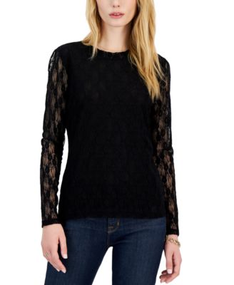 INC International Concepts Lace Long Sleeve Top Created for Macy s Macy s