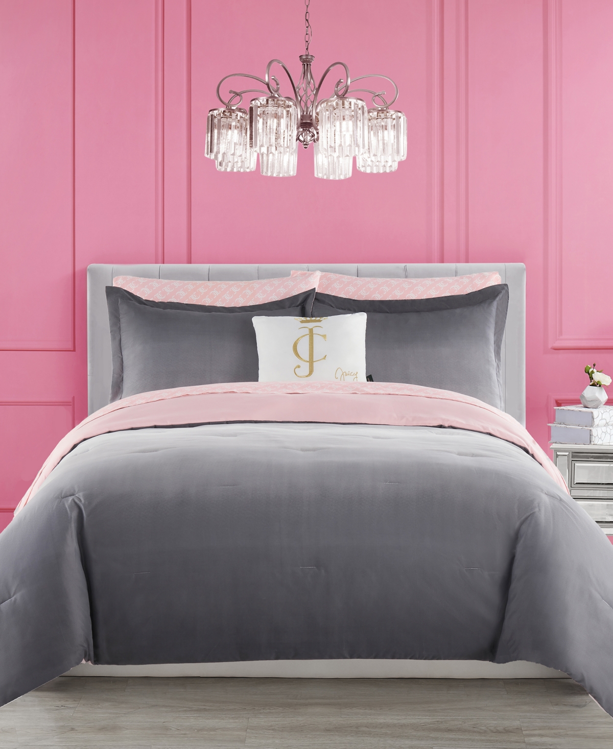 Juicy Couture Allister Ombre 8-pc. Comforter Set, Queen In Gray,pink