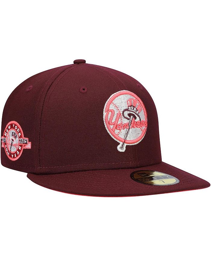 Maroon yankees fitted hat clearance