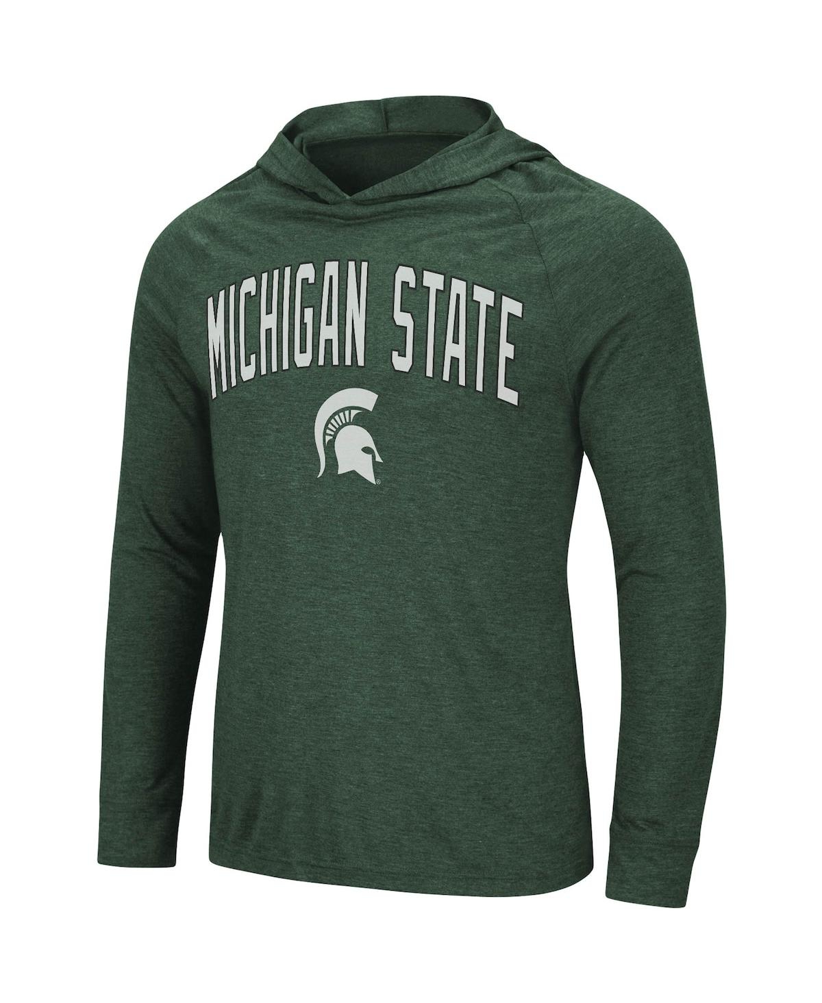 Men's ColosseumMichigan State Spartans Big and Tall Wingman Raglan Hoodie T-shirt - Heathered Green