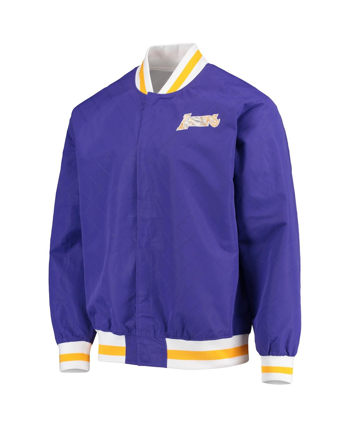 Men's Los Angeles LakersMitchell & Ness Hardwood Classics 75th Anniversary Authentic Warmup Full-Snap Jacket - Purple