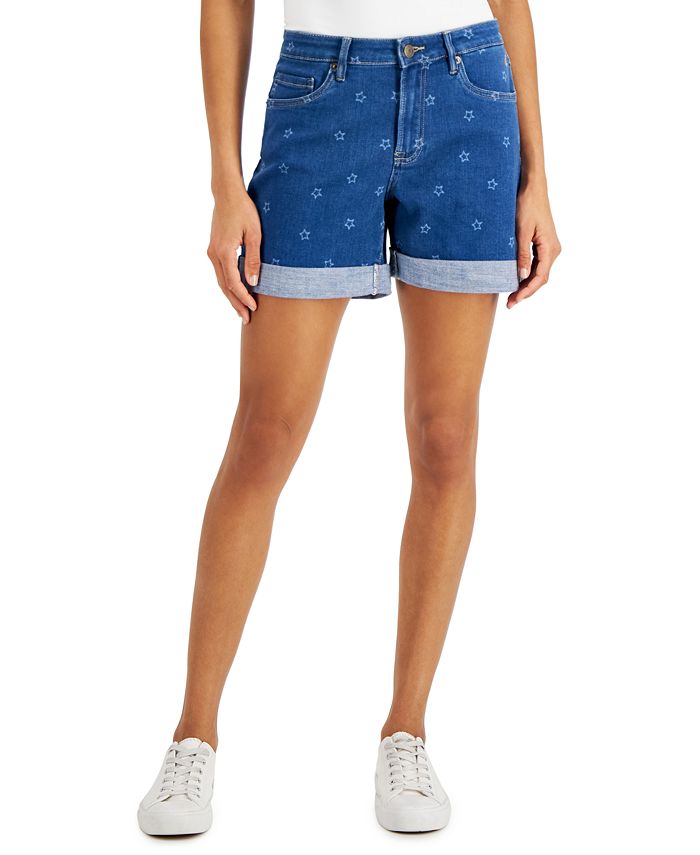Hilfiger Women's Star-Print Denim Shorts -