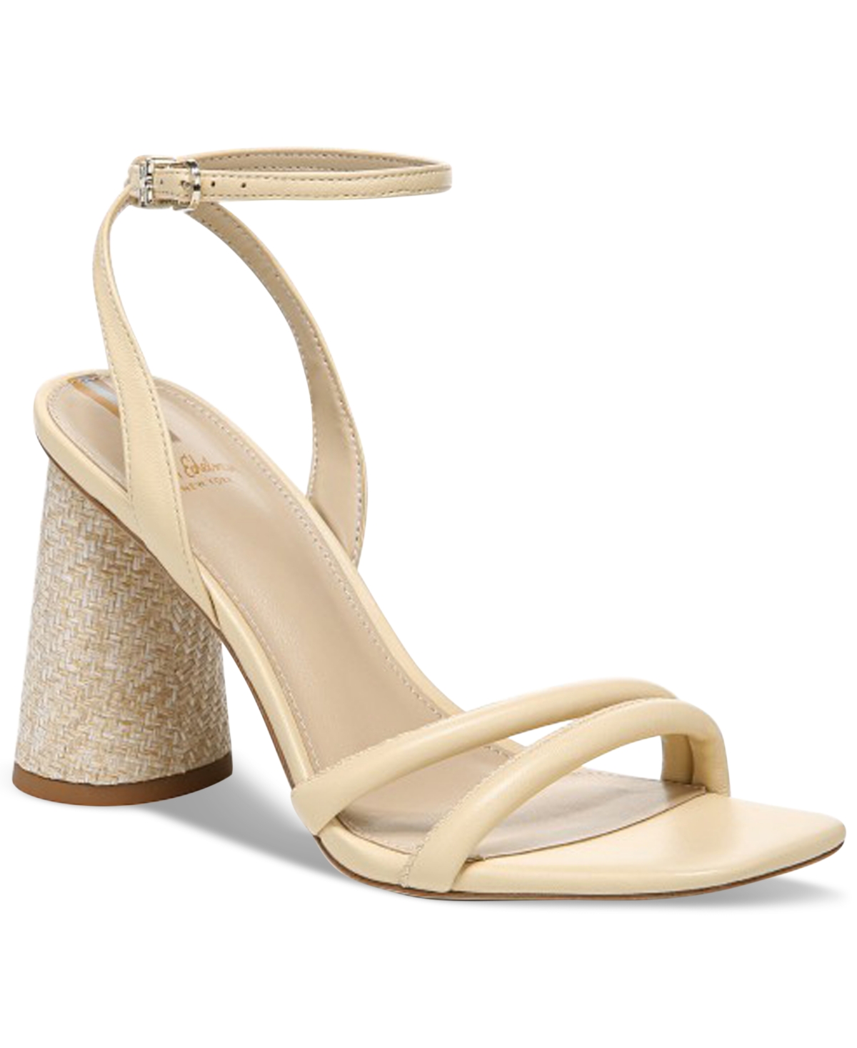 Sam Edelman Kia Womens Strappy Ankle Strap Heel Sandals In Eggshell Raffia