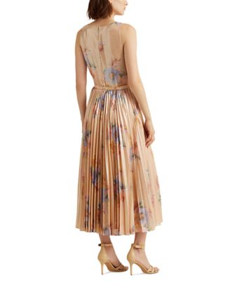 ralph lauren gold pleated dress