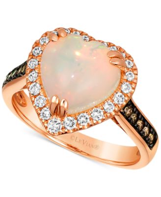 Le Vian - Neopolitan Opal (1-7/8 ct. t.w.) & Diamond (1/3 ct. t.w.) Heart Ring in 14k Rose Gold
