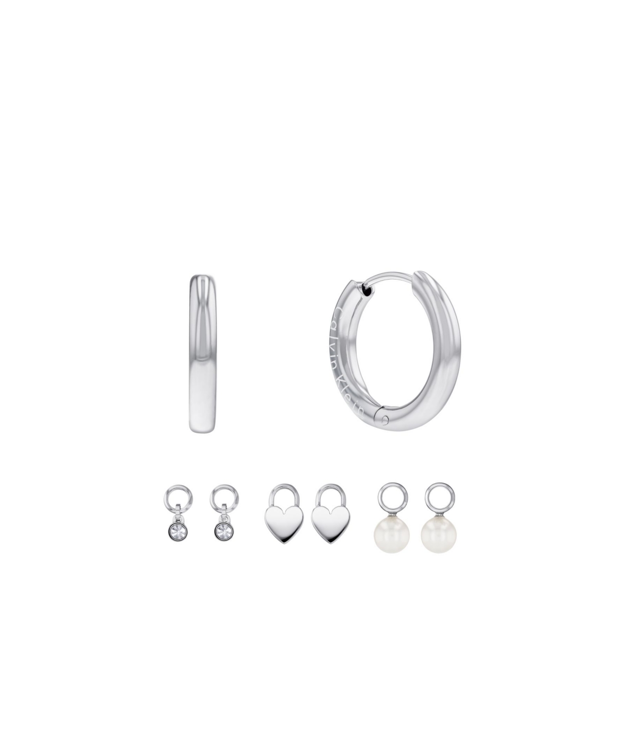 Women's Stainless Steel Huggie Earrings Gift Set - Silver-tone