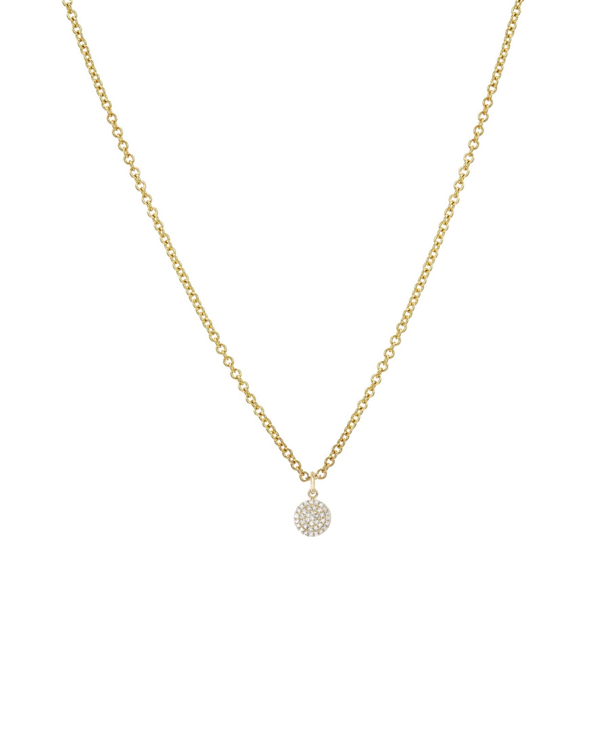 Diamond Small Disc Pendant Necklace - Gold