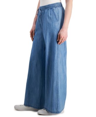 Style & Co Women's Chambray Wide-Leg Pants, Created for Macy's