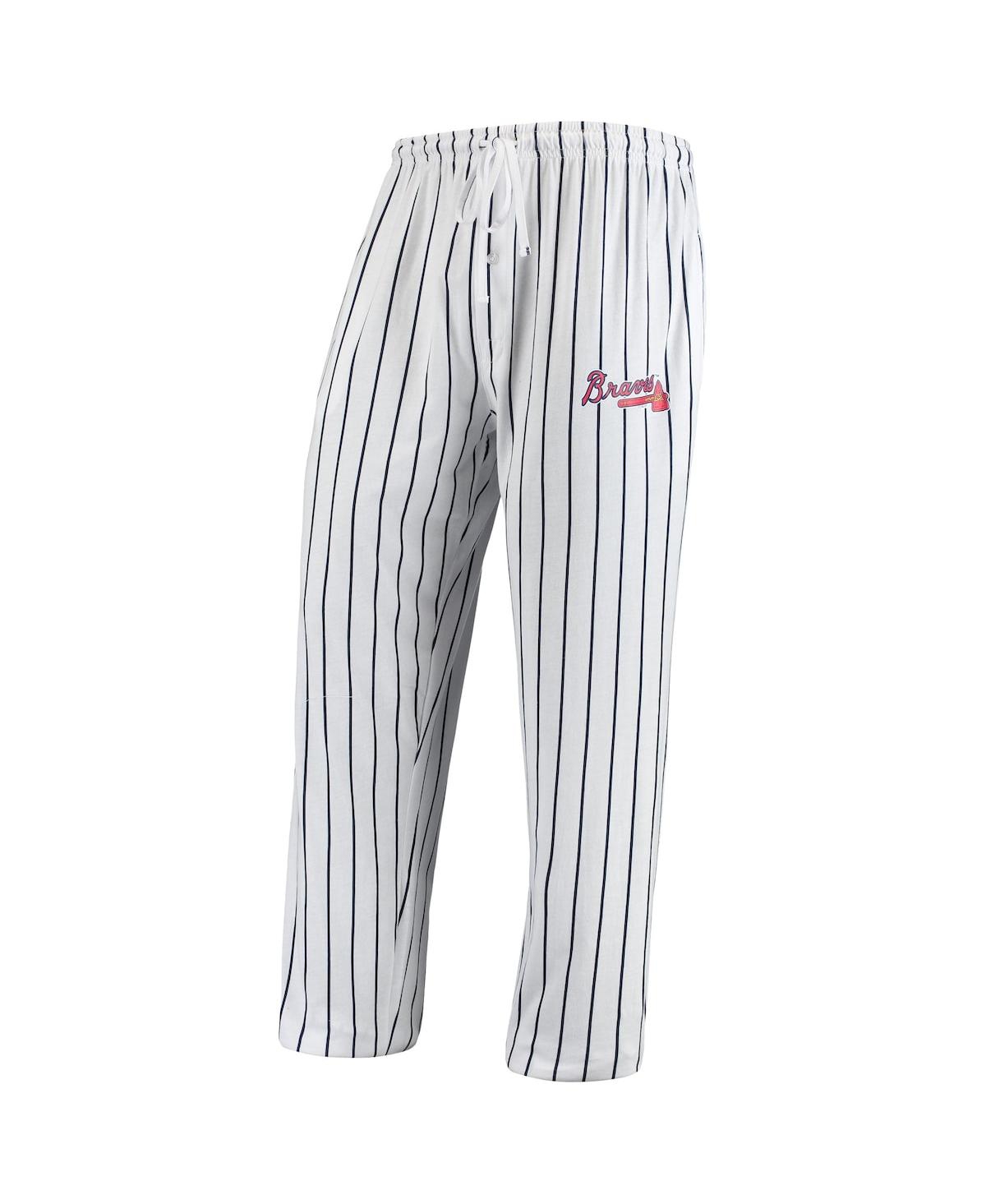 Concepts Sport Men's White, Navy Atlanta Braves Big And Tall Pinstripe Sleep Pants In White,navy