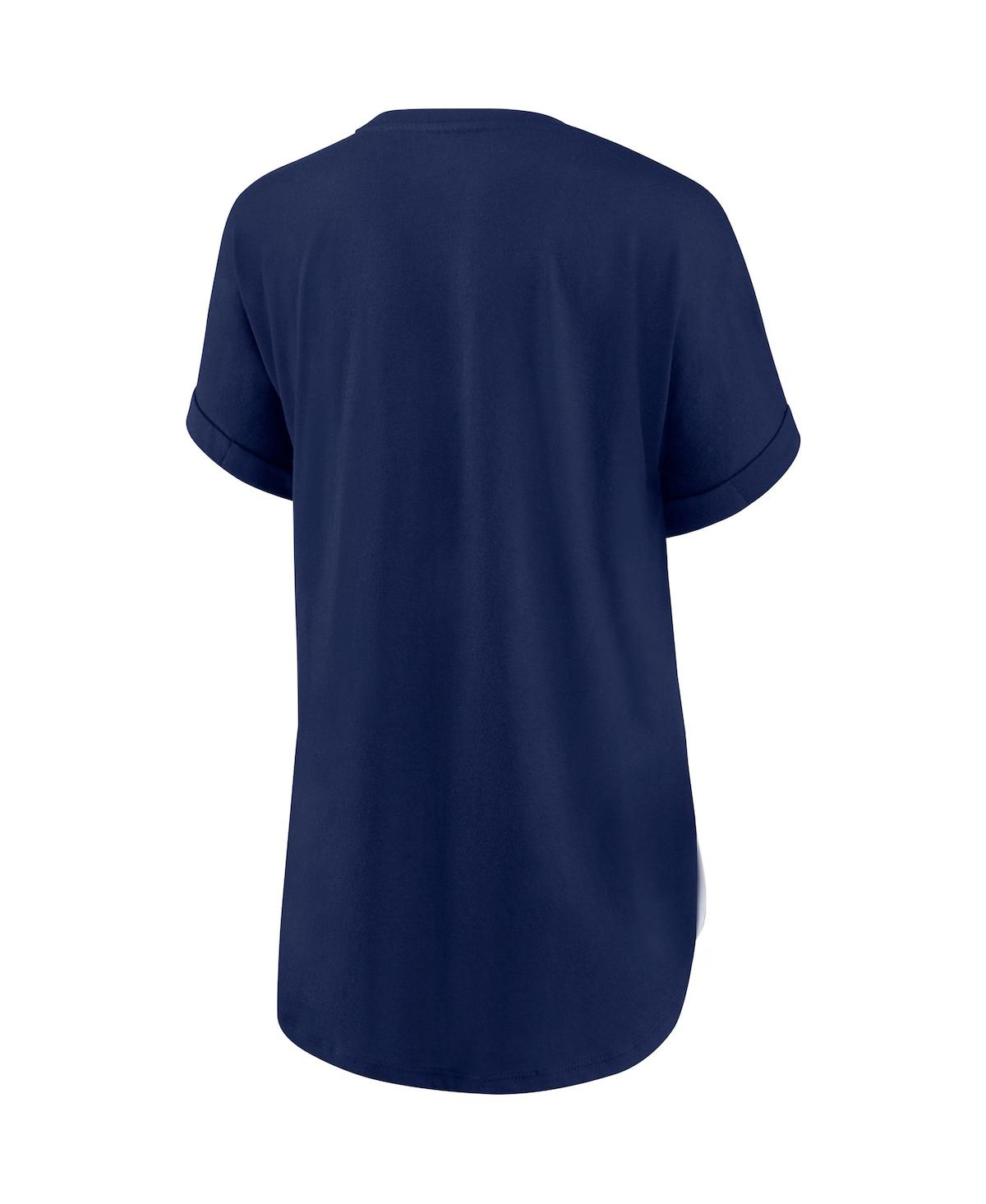 Fanatics Women's White, Navy Milwaukee Brewers Iconic Noise Factor Pinstripe V-neck T-shirt In White,navy