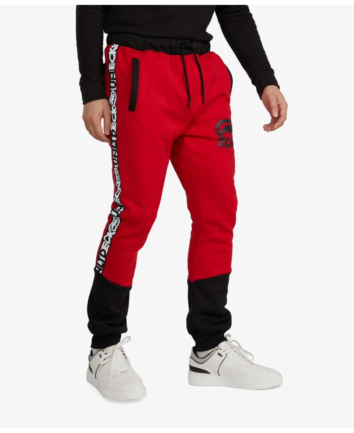 Men's Big and Tall Basic Blocked Tape Joggers - Red