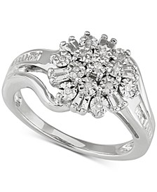 Diamond Flower Cluster Ring (1/10 ct. t.w.) in Sterling Silver