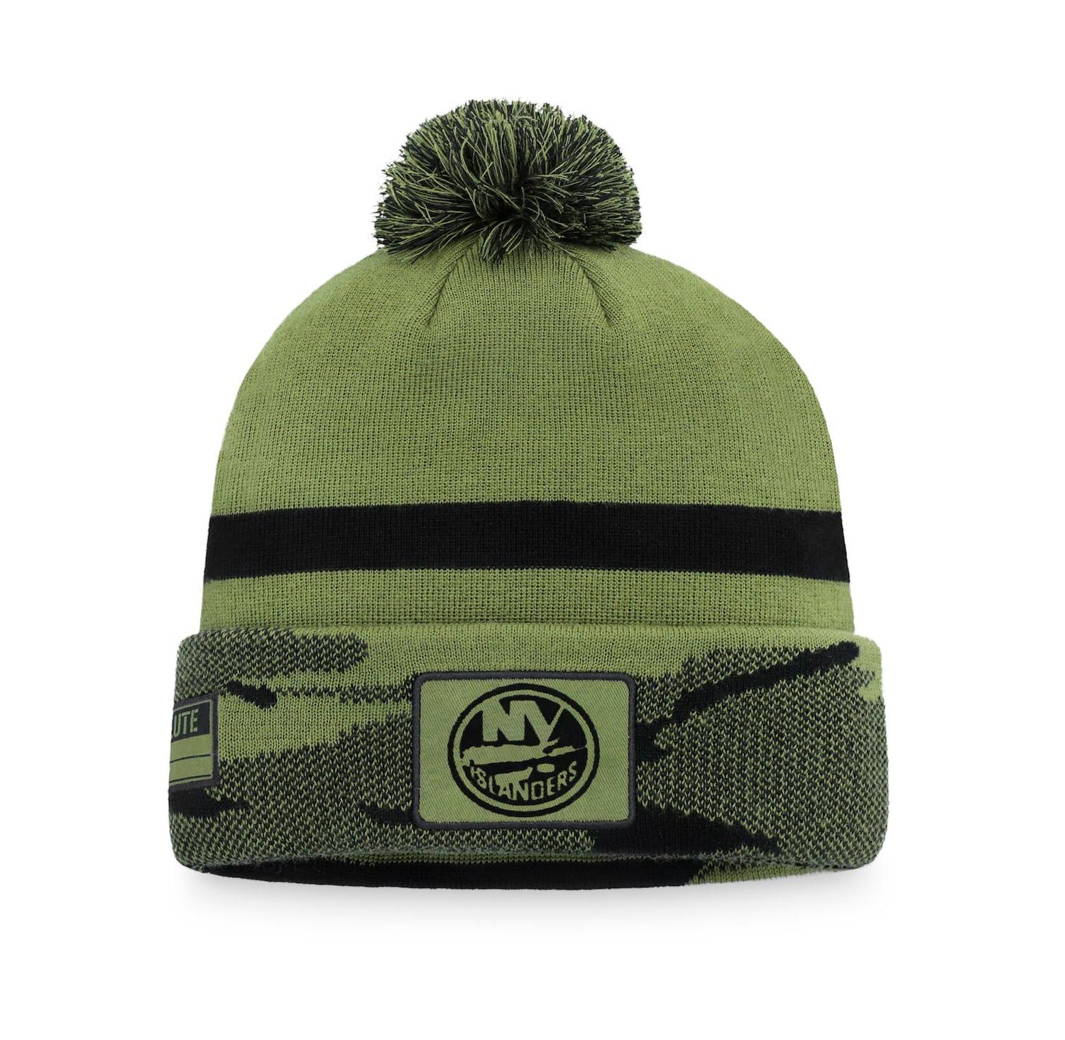 Men's Camo New York Islanders Military-Inspired Appreciation Cuffed Knit Hat with Pom