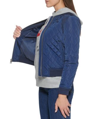 Women's Diamond Quilted Casual Bomber Jacket
