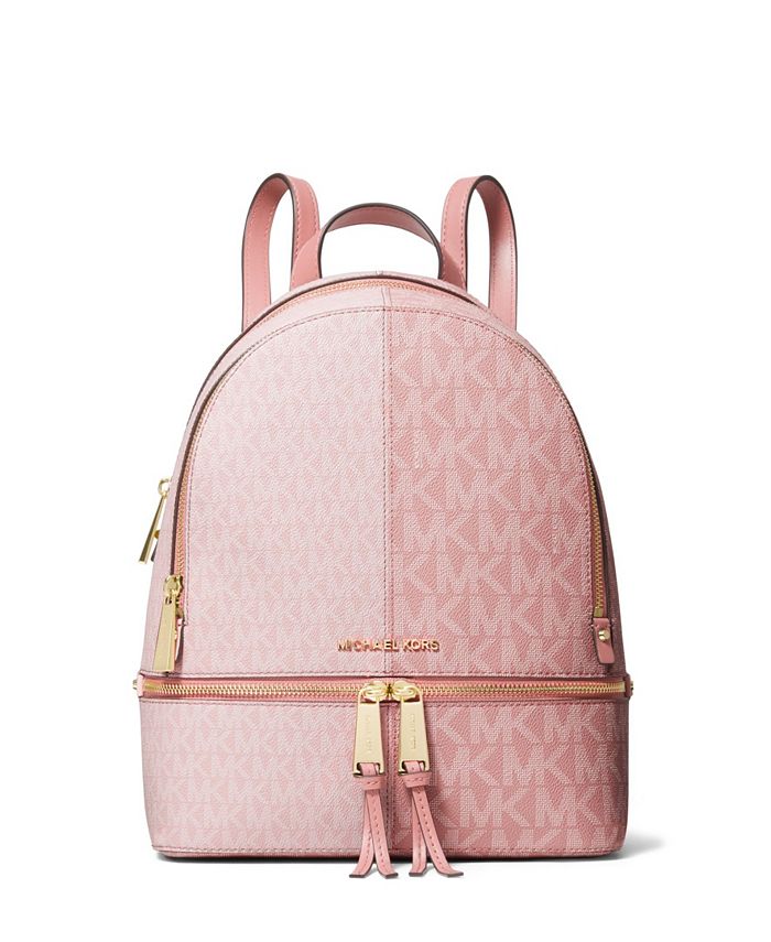 Michael Michael Kors White, Pink, Brown Coated Canvas Top Zipper Monogram  Bag — Labels Resale Boutique