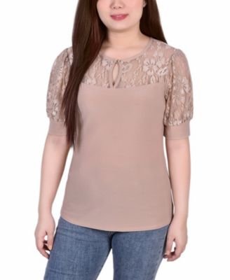 Petite Puff Sleeve Lace Top 