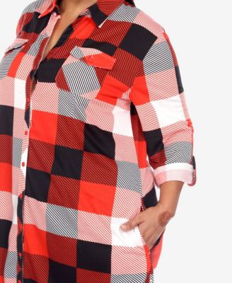 Plus Size Plaid Tunic Shirt