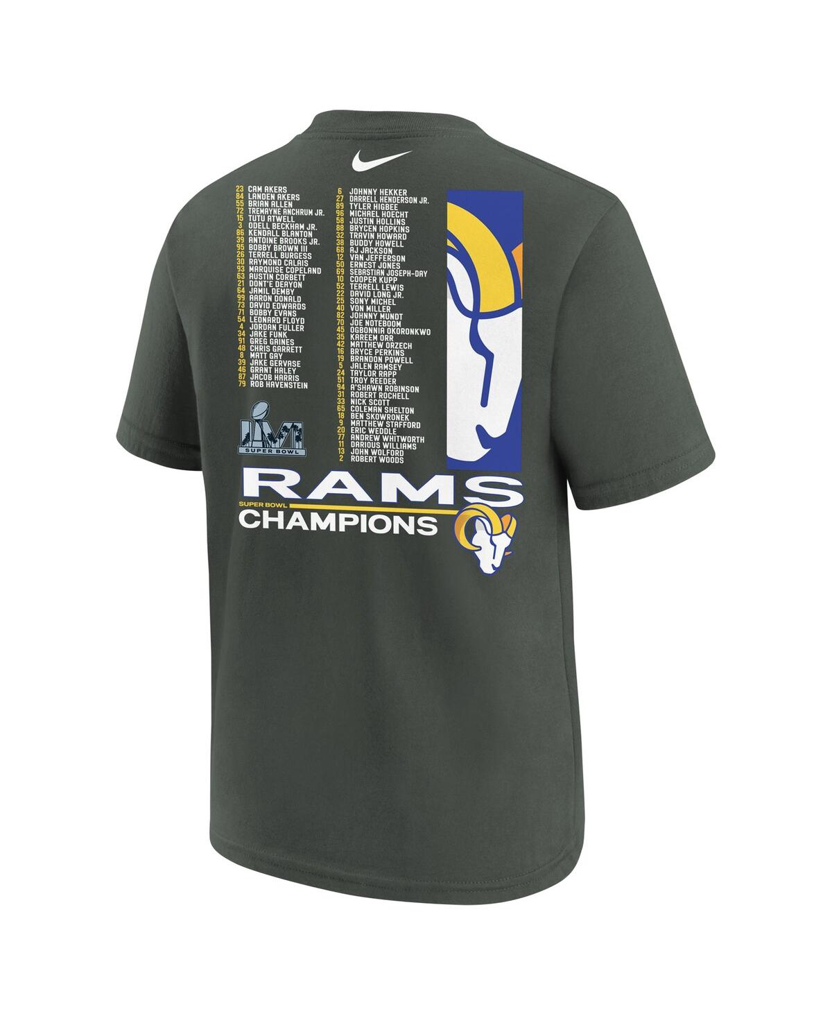 Big Boys NikeLos Angeles Rams Super Bowl Lvi Champions Roster T-shirt - Anthracite