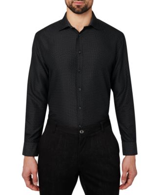Men's Regular Fit Dot Print Wrinkle Free Performance Dress Shirt