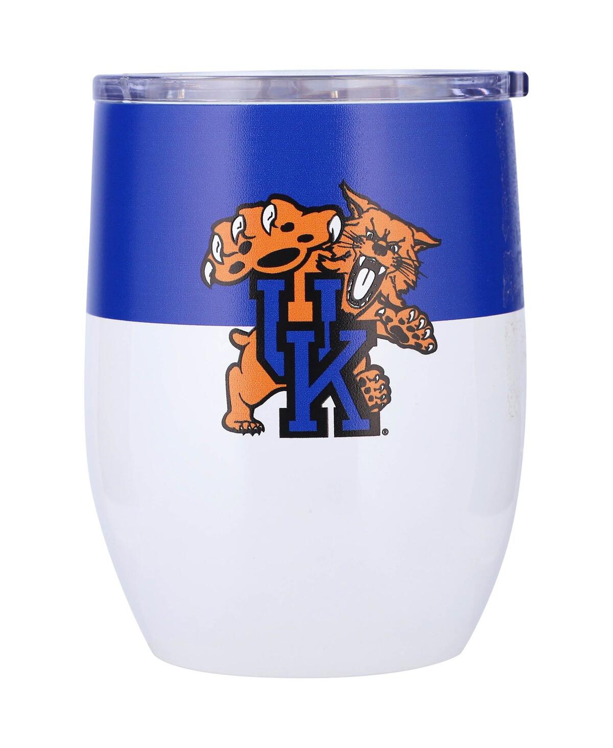 Logo Brands Kentucky Wildcats 16oz Colorblock Stainless Steel Curved Tumbler In Blue,white