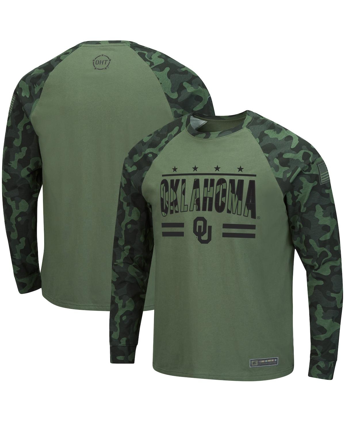 Men's Colosseum Olive, Camo Oklahoma Sooners Oht Military-Inspired Appreciation Raglan Long Sleeve T-shirt - Olive, Camo