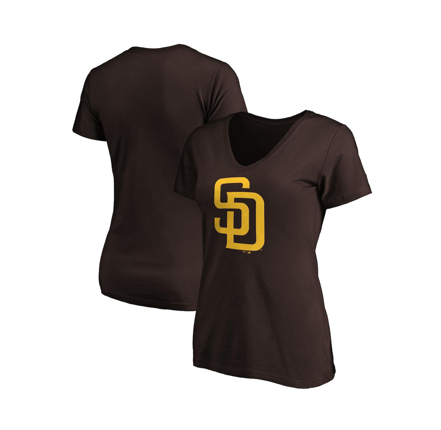 Women's Brown San Diego Padres Core Official Logo V-Neck T-shirt
