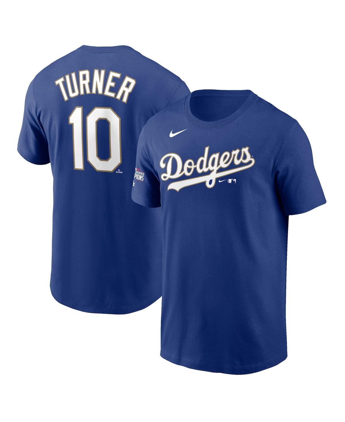 Men's Nike Justin Turner Royal Los Angeles Dodgers 2021 Gold Program Name and Number T-shirt