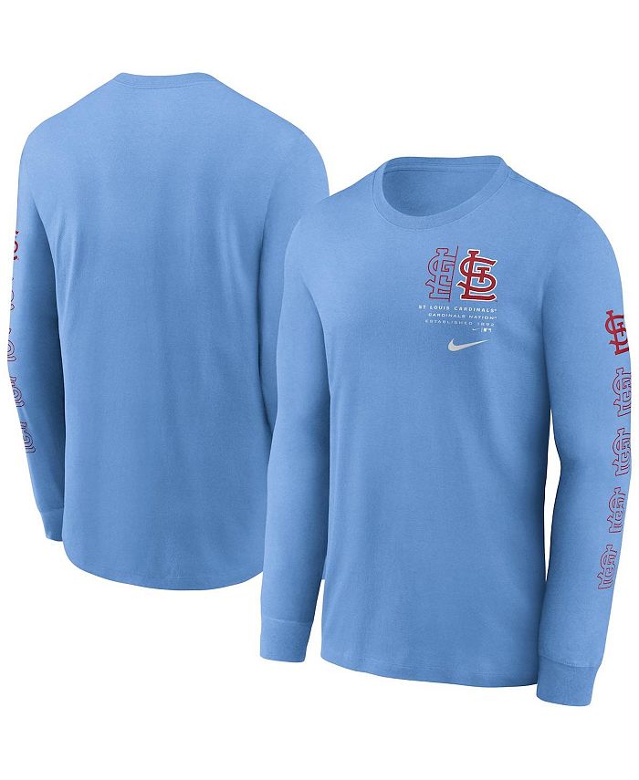 St. Louis Cardinals Nike Team Slider Tri-Blend Long Sleeve T-Shirt - Light  Blue