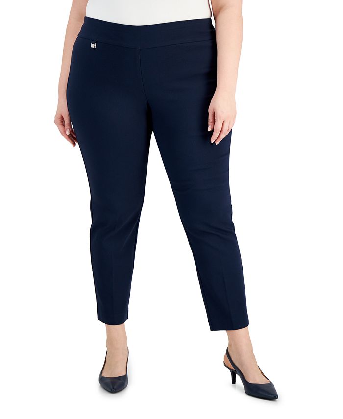 Alfani Plus Size Jacquard Pull-On Pants, Created for Macy's - Macy's
