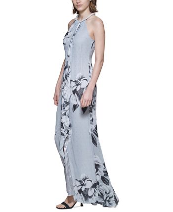 Calvin Klein Metallic-Embroidered Gown - Macy's