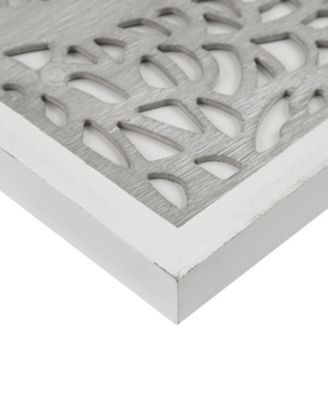 Laurel Branches Carved Wood Panel Wall Decor