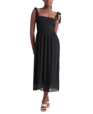 Black Tape Tie-Shoulder Smocked Maxi Dress - Macy's