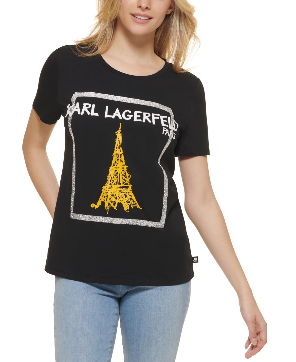 T-shirt Enfant Knit Works - Motif Tour Eiffel Brodé - Taille M (Medium) - Rose Multicolore - Occasion Bon état