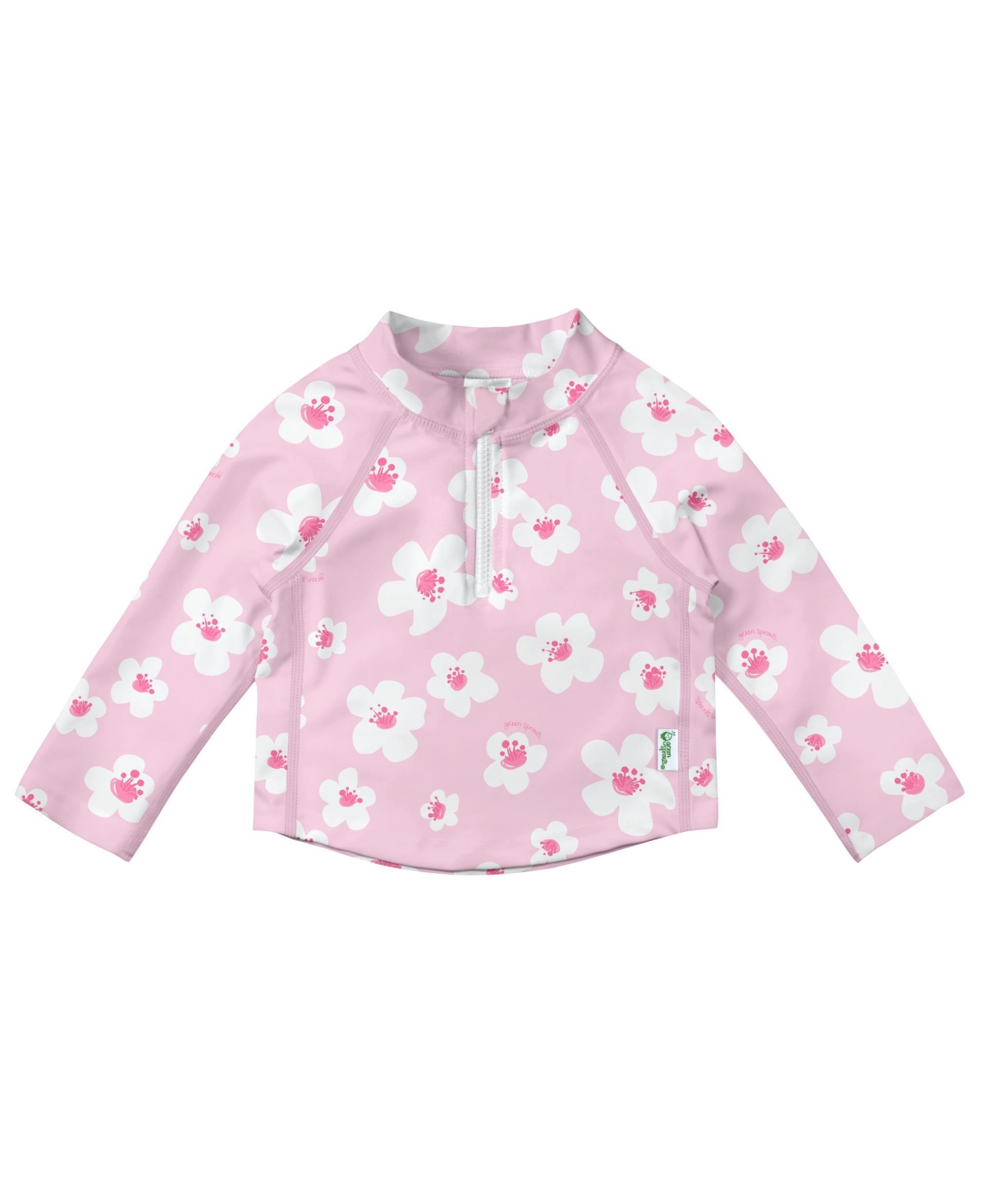 Shop Green Sprouts Toddler Girls Long Sleeve Zip Rashgaurd Shirt In Light Pink Large Blossoms