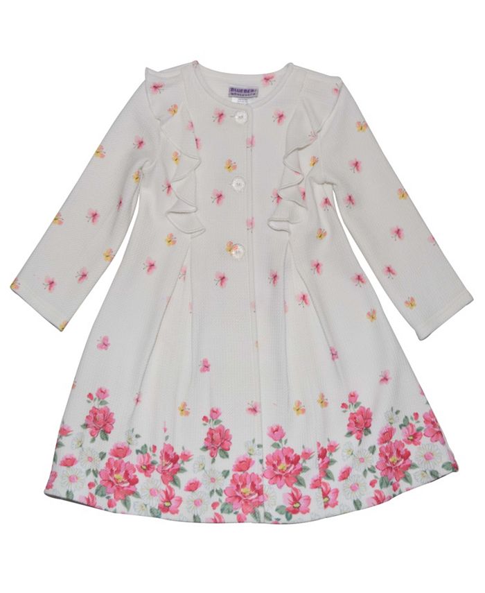 Blueberi Boulevard Little Girls Ruffle-Trim Floral Swing Coat and Tulle ...