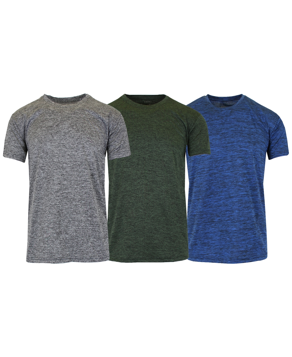 Galaxy By Harvic Men's Performance T-shirt, Pack Of 3 In Gray,olive,royal