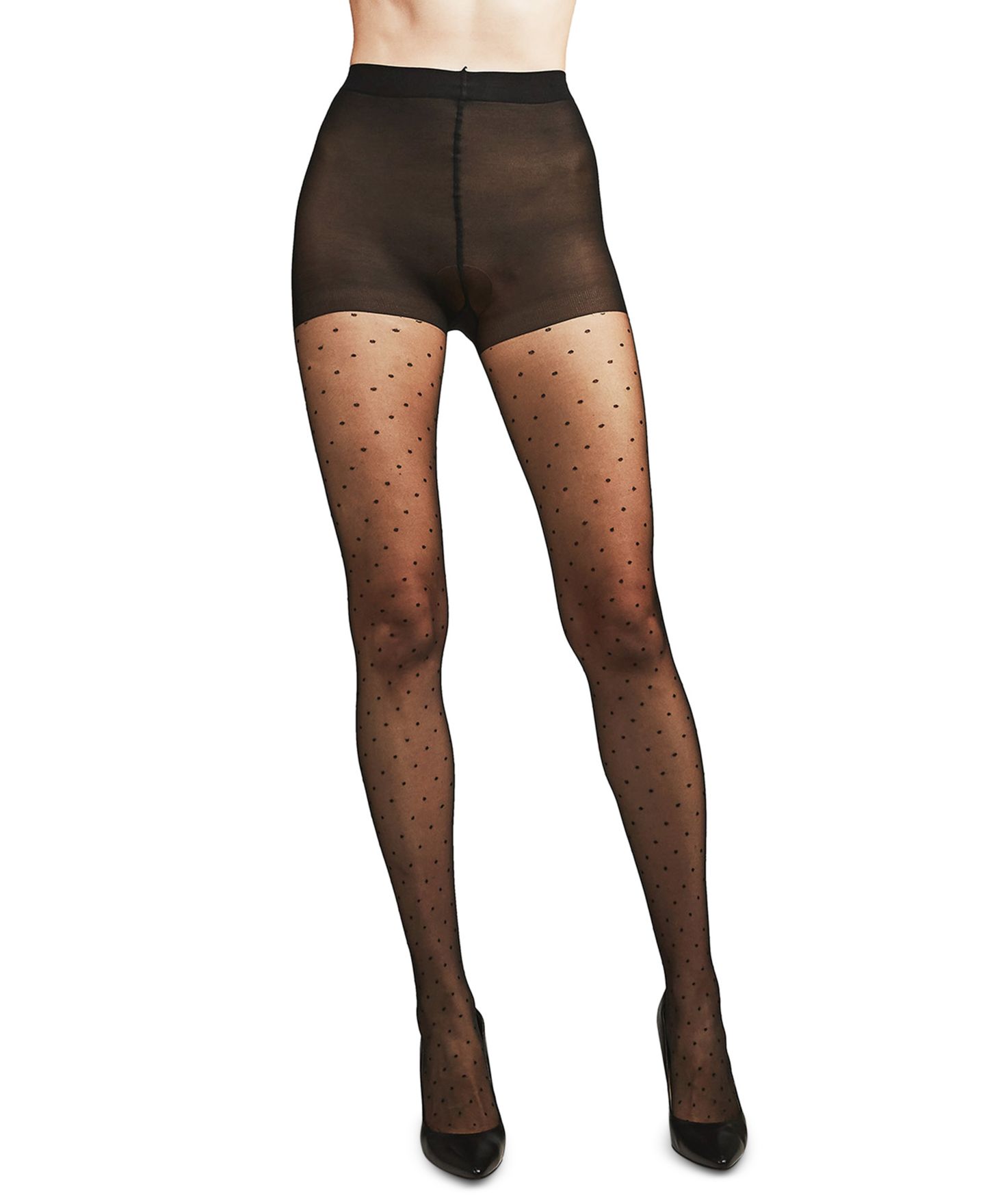 Женские колготки MeMoi Petite Point Dot Pattern Sheer Fashion Tights, цвет: Чёрный — фото 3