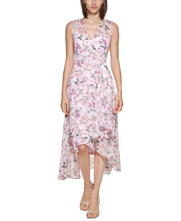 Calvin Klein Floral-Print Surplice Maxi Dress & Reviews - Dresses - Women -  Macy's