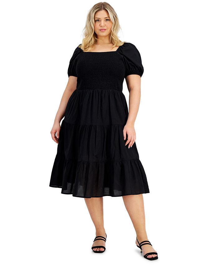 And Now This Trendy Plus Size Cotton Tiered Dress - Macy's