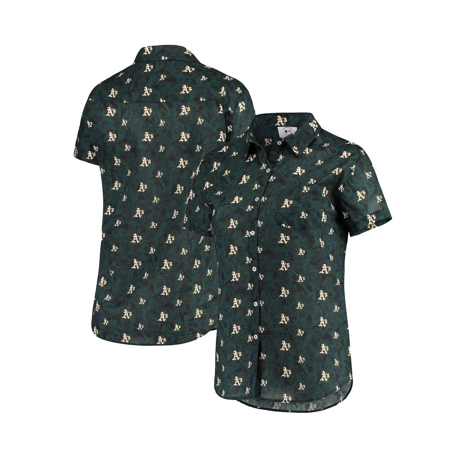 Женская рубашка FOCO Green Oakland Athletics Floral Button Up — фото 1