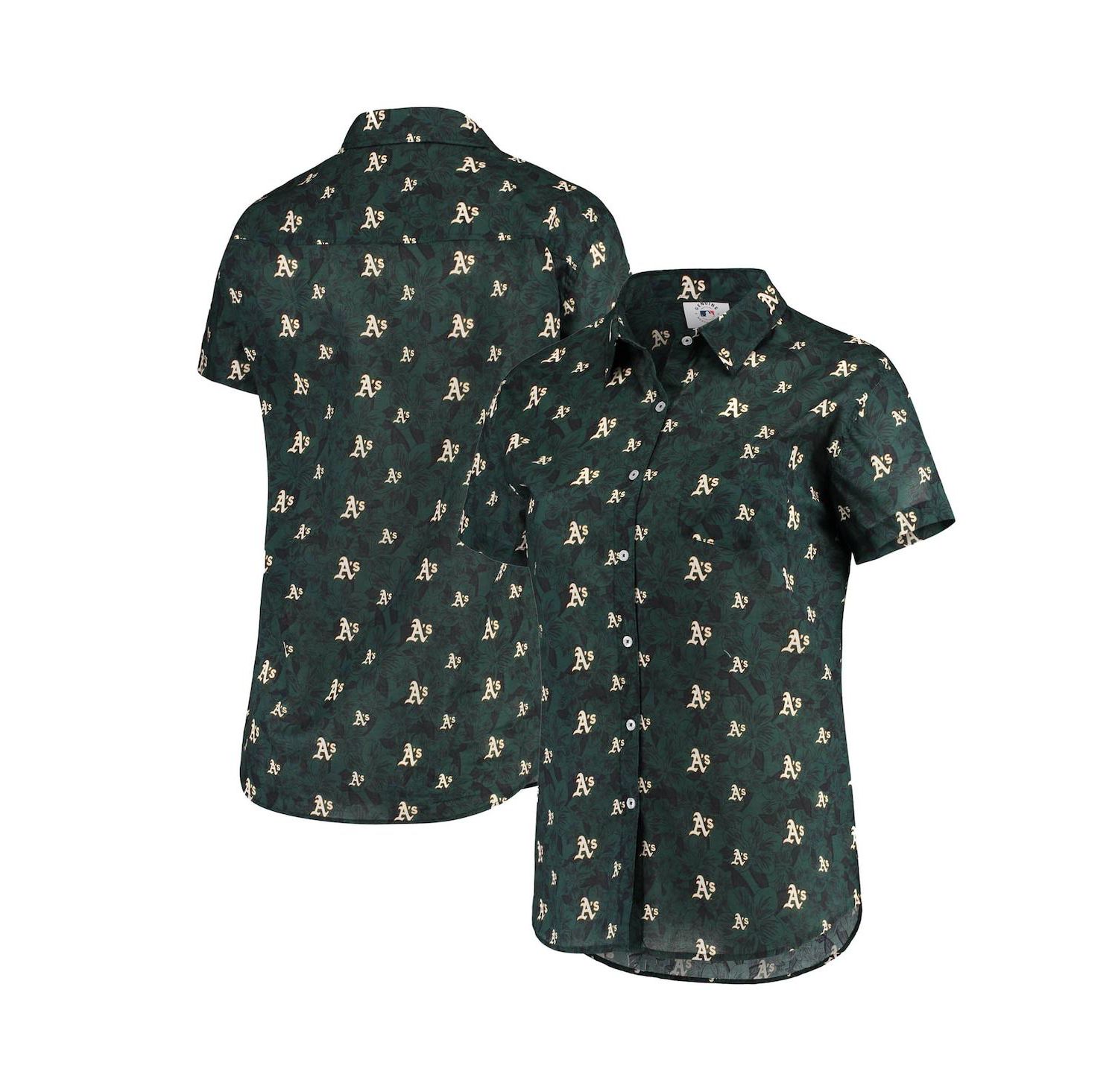 Women's Green Oakland Athletics Floral Button Up Shirt