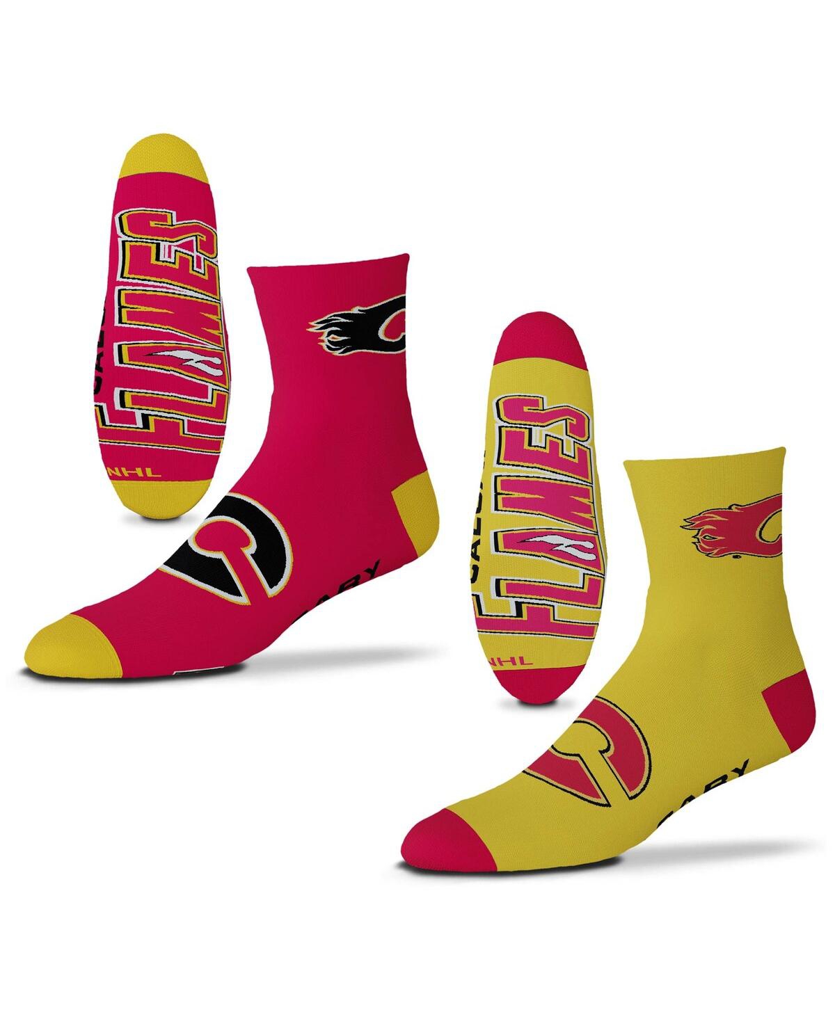 Men's For Bare Feet Calgary Flames 2-Pack Team Quarter-Length Socks - Red