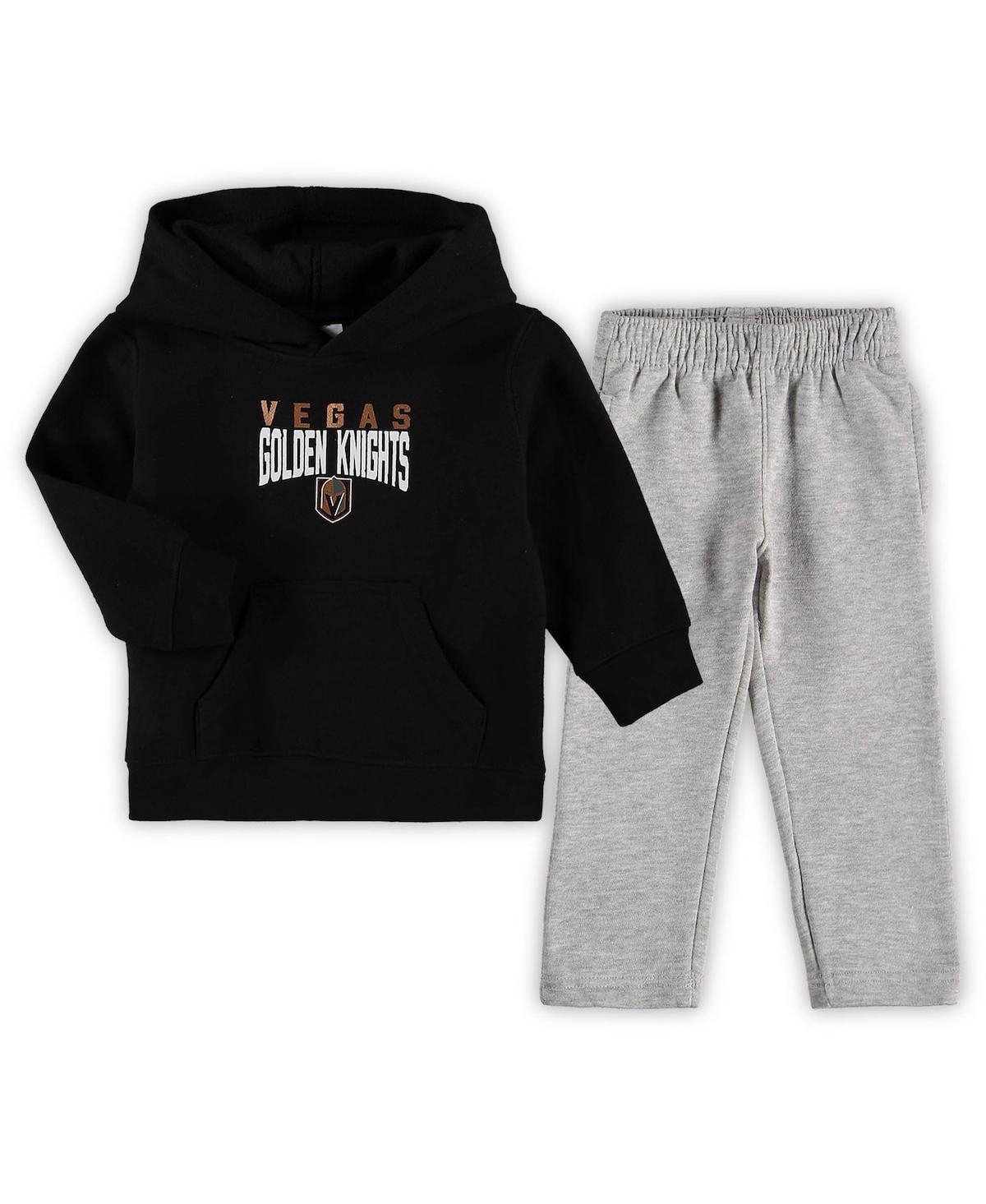 Outerstuff Babies' Toddler Boys Black, Heathered Gray Vegas Golden Knights Fan Flare Pullover Hoodie And Pants Set In Black,heathered Gray