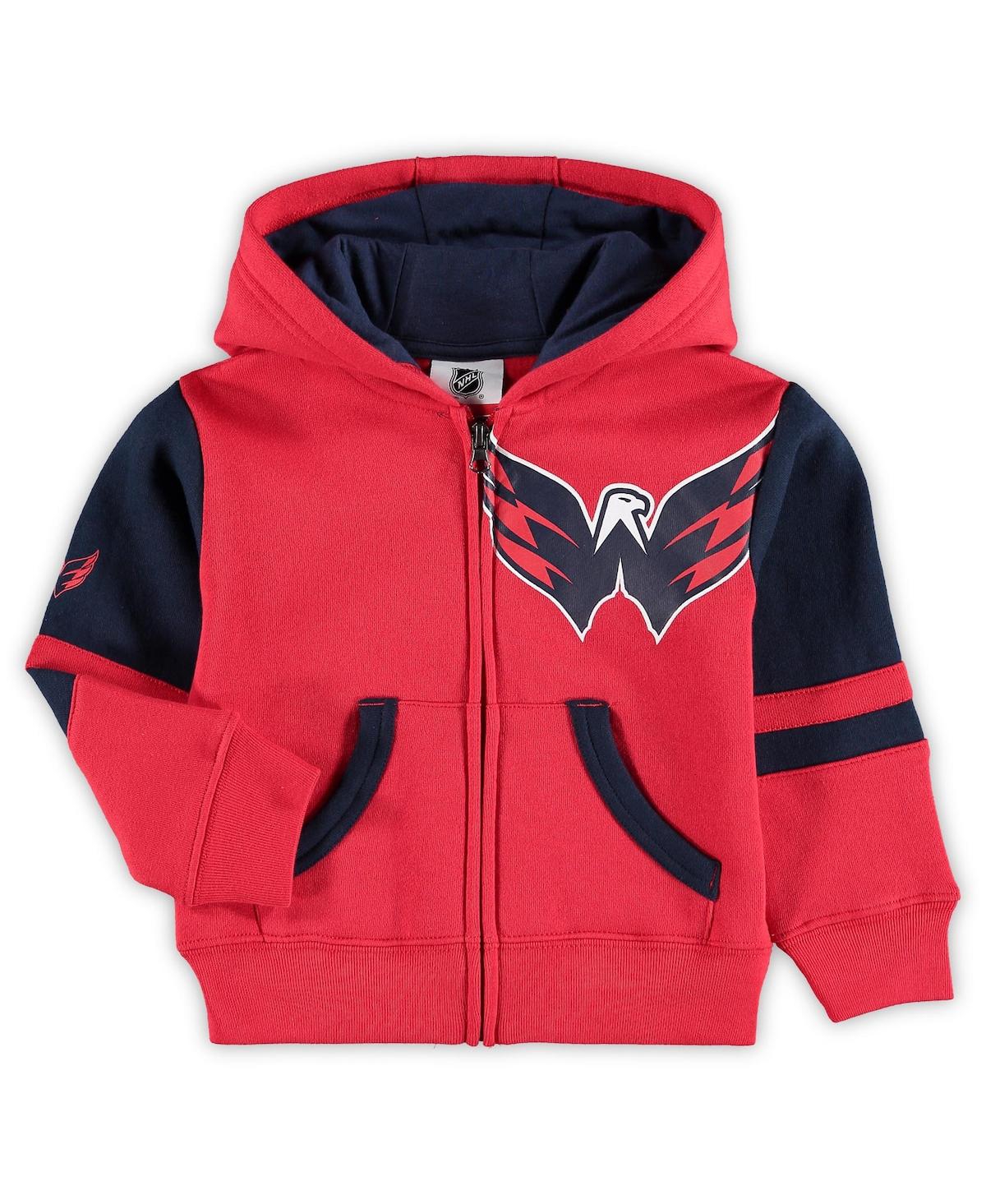 OUTERSTUFF BOYS AND GIRLS TODDLER OUTERSTUFF RED WASHINGTON CAPITALS FACEOFF FLEECE FULL-ZIP HOODIE JACKET