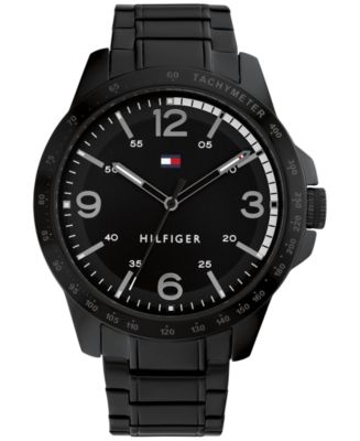 Tommy Hilfiger Men's Black-Tone Stainless Steel Bracelet Watch 46mm ...